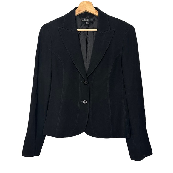 Lafayette 148 New York Blazer Jacket Tailored Black 2 Button Collared - Picture 2 of 7
